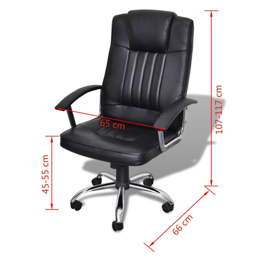 vidaXL Bureaustoel met exclusief design zwart 65x66x107-117 cm leer