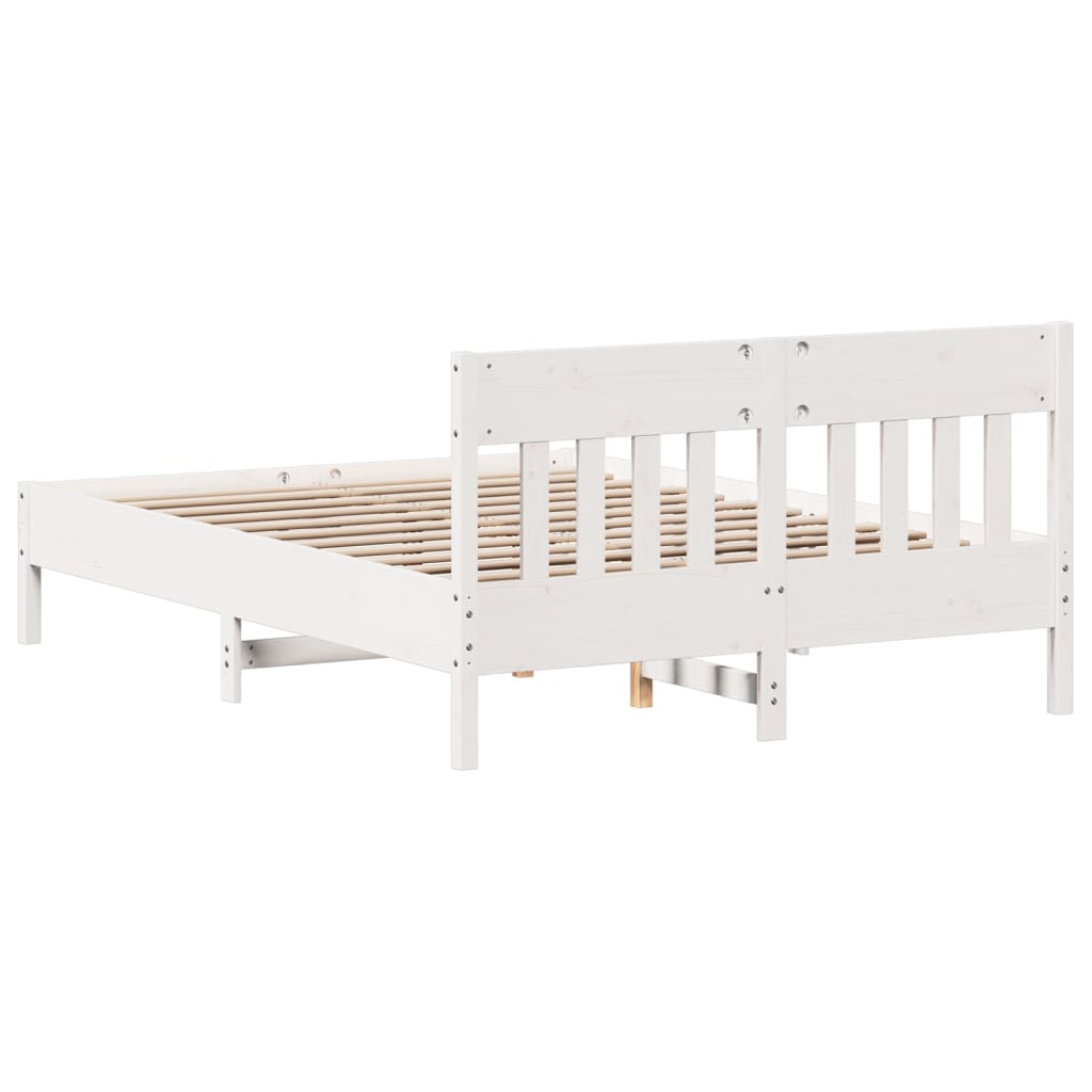 vidaXL Bedframe met hoofdbord massief grenenhout wit 160x200 cm