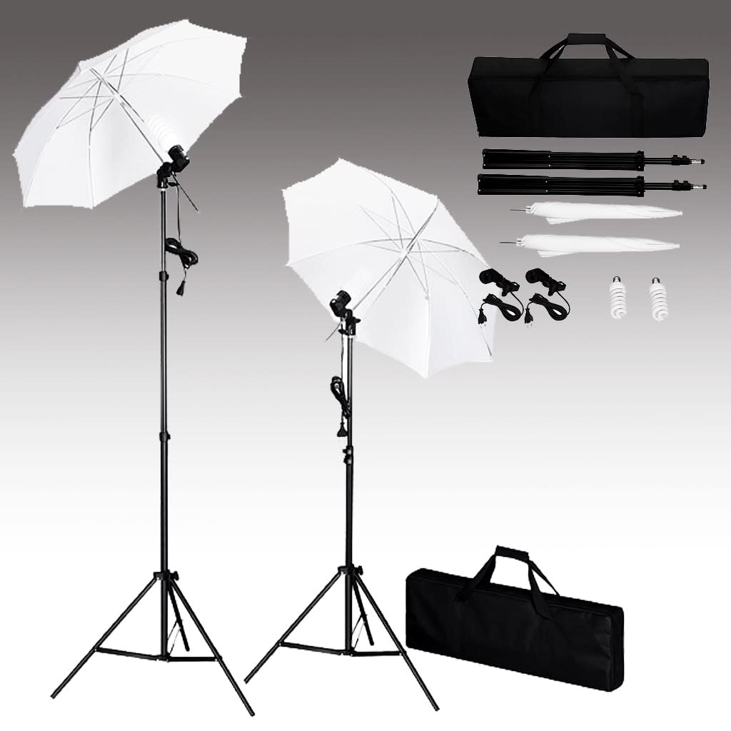 vidaXL Fotostudioset met achtergrond, lampen en paraplu's