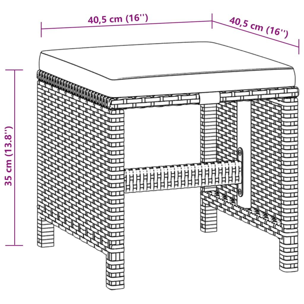 vidaXL 5-delige Tuinset met kussens poly rattan beige