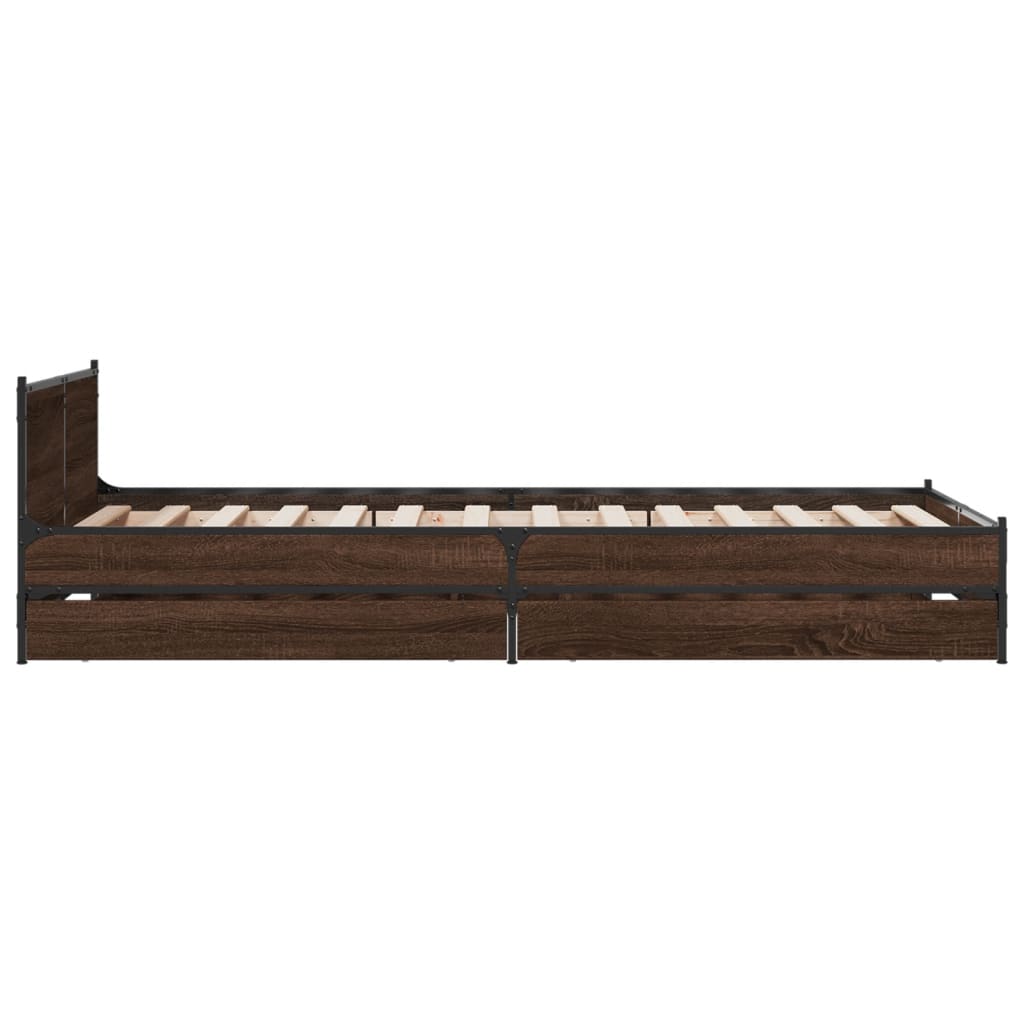 vidaXL Bedframe met lades bewerkt hout bruin eikenkleur 75x190 cm