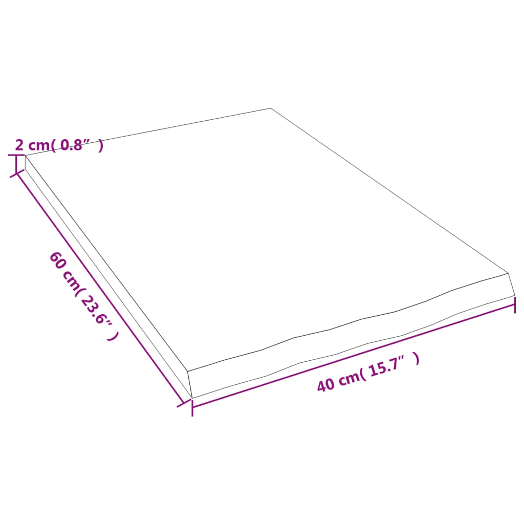 vidaXL Wastafelblad 40x60x2 cm behandeld massief hout donkerbruin