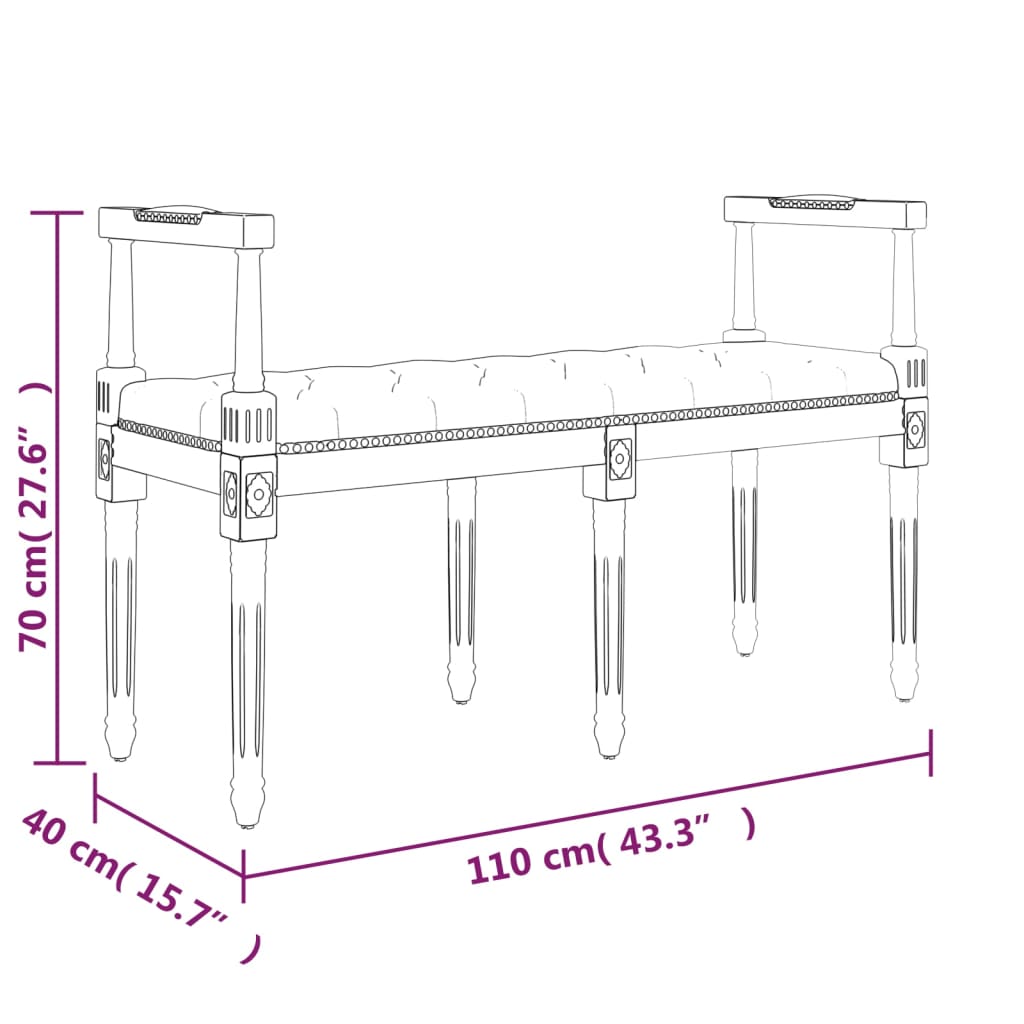 vidaXL Bankje 110x40x70 cm fluweel lichtgrijs