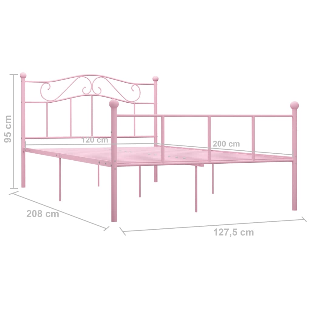 vidaXL Bedframe metaal roze 120x200 cm
