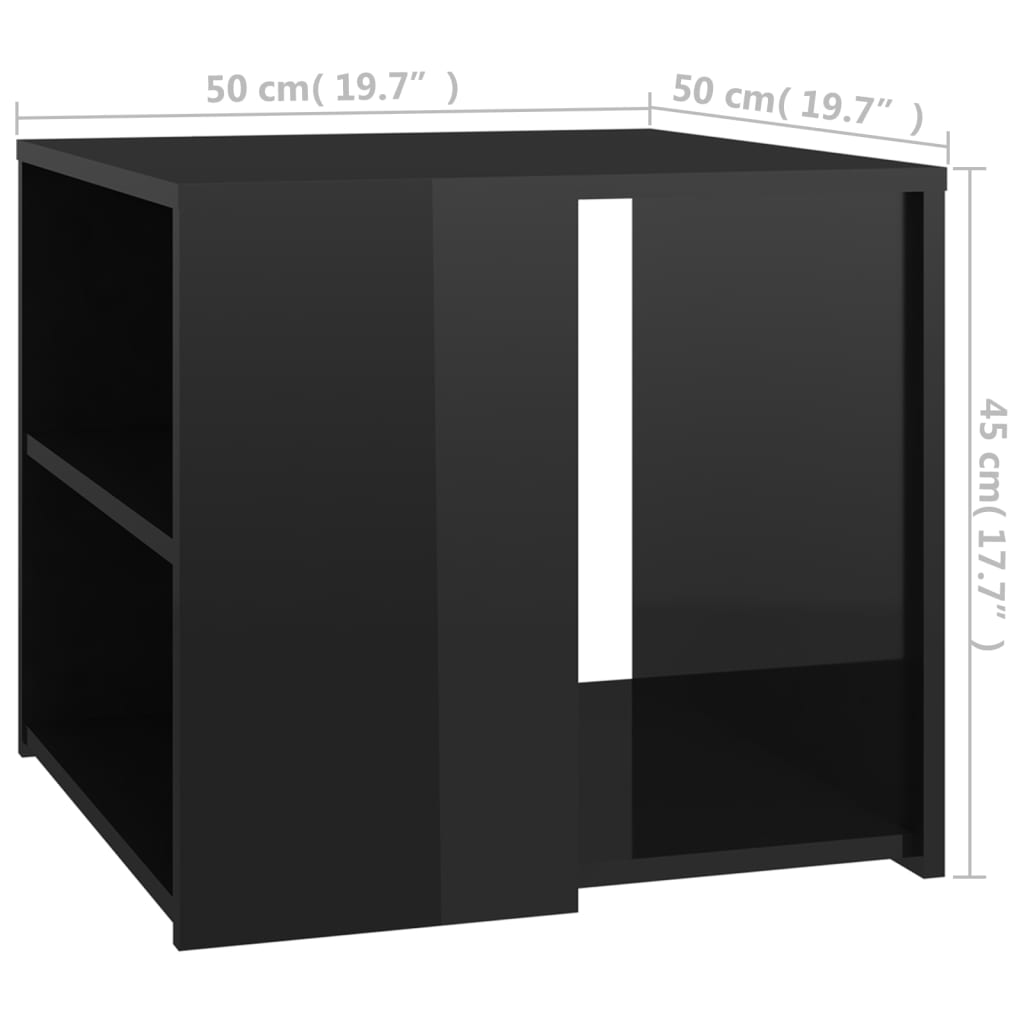 vidaXL Bijzettafel 50x50x45 cm spaanplaat hoogglans zwart