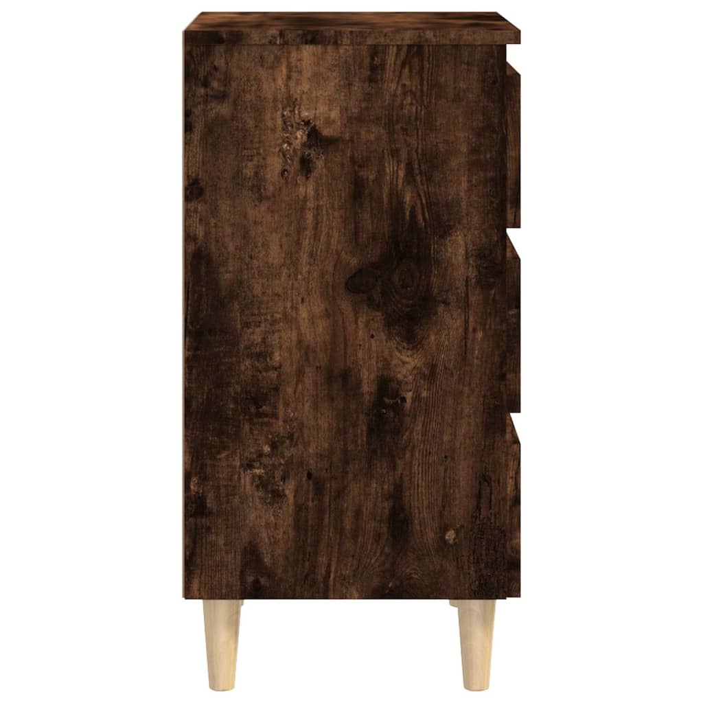 vidaXL Nachtkastje met houten poten 40x35x69 cm gerookt eikenkleurig