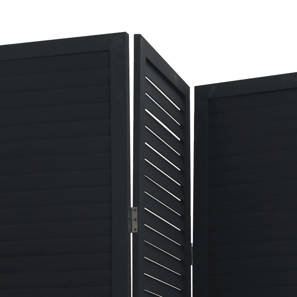 vidaXL Kamerscherm met 5 panelen massief paulowniahout zwart