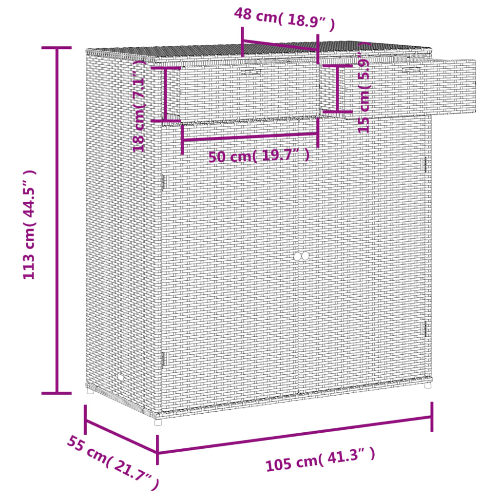 vidaXL Tuinkast 105x55x113 cm poly rattan beige