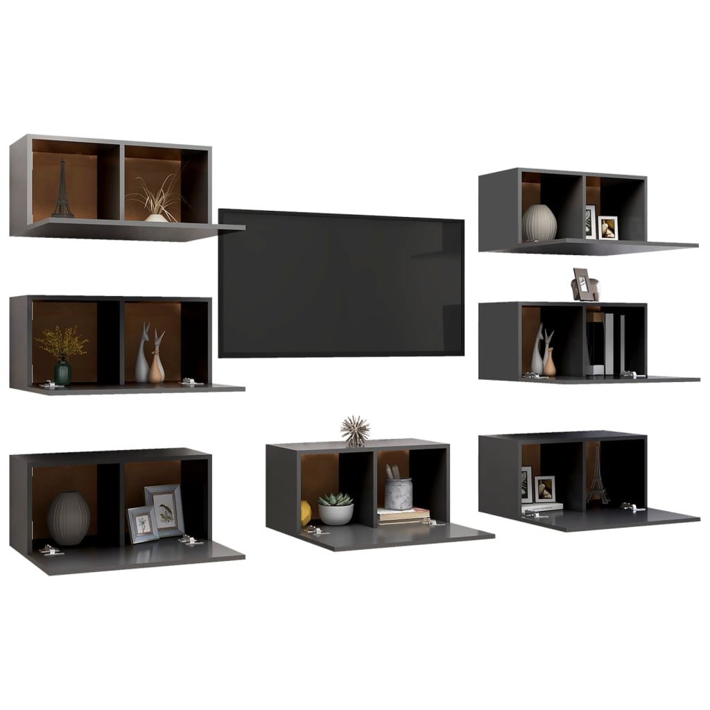 vidaXL Tv-meubelen 7 st 30,5x30x60 cm bewerkt hout grijs