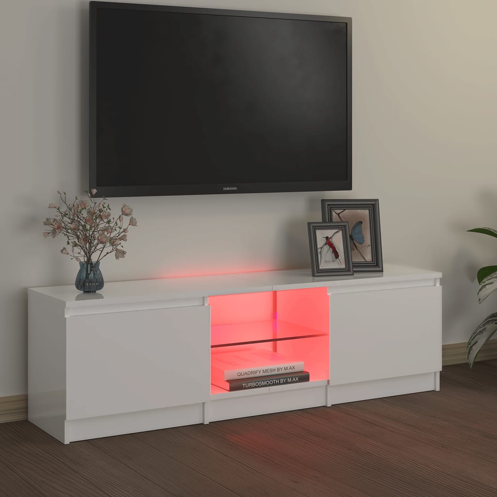 vidaXL Tv-meubel met LED-verlichting 120x30x35,5 cm hoogglans wit