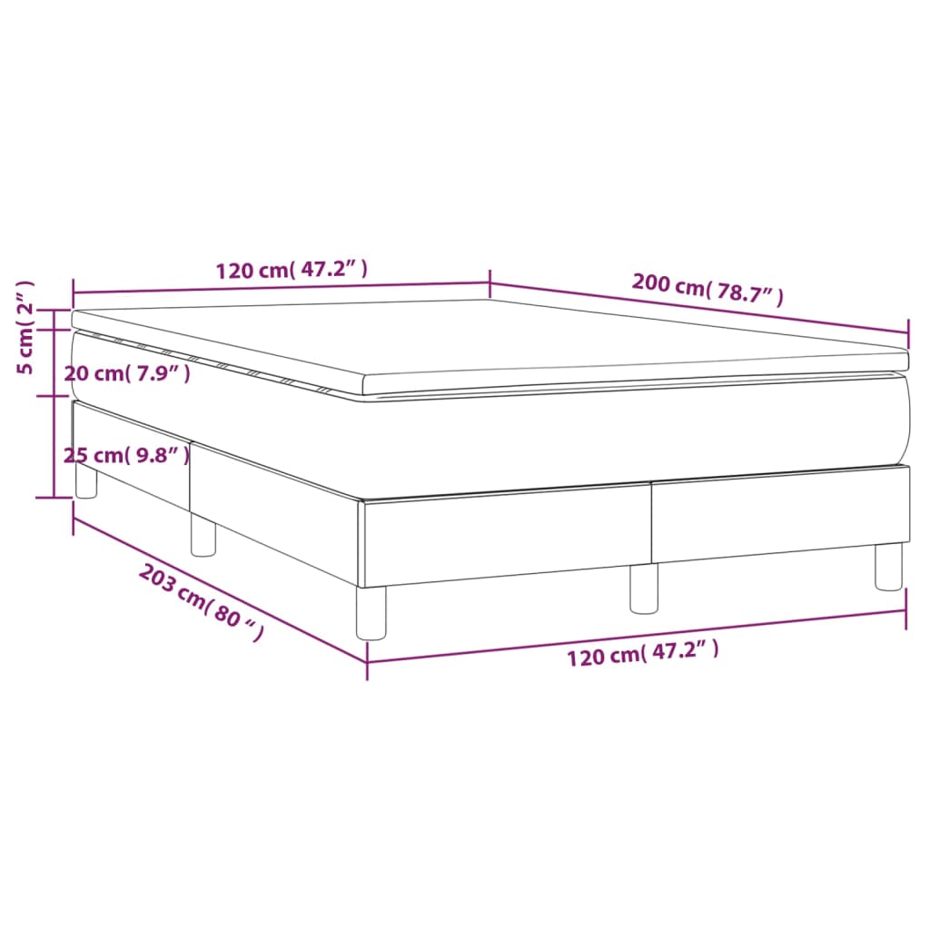 vidaXL Boxspring met matras fluweel lichtgrijs 120x200 cm