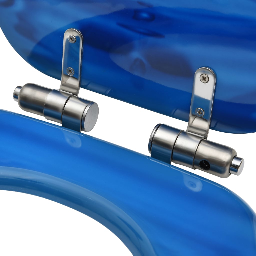 vidaXL Toiletbril met soft-close deksel waterdruppel MDF blauw