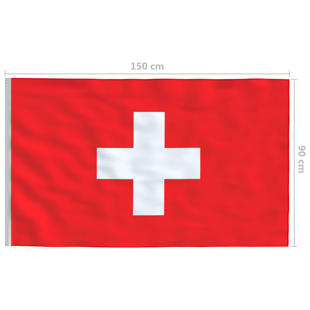 vidaXL Vlag met vlaggenmast Zwitserland 4 m aluminium