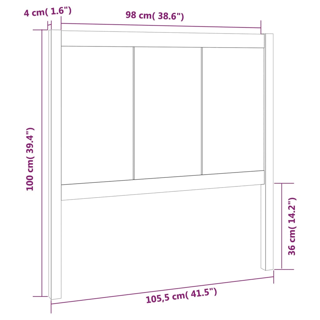 vidaXL Hoofdbord 105,5x4x100 cm massief grenenhout honingbruin