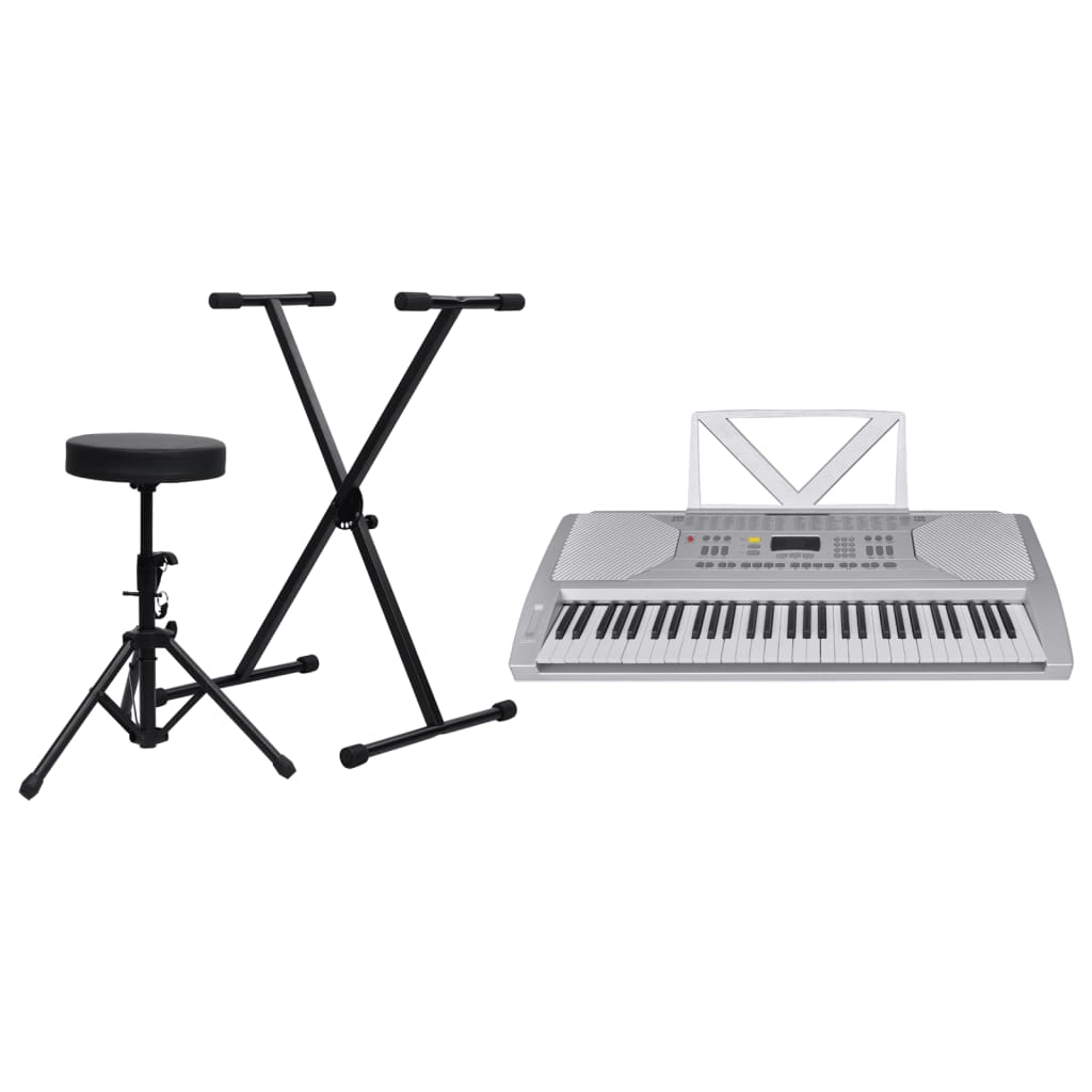 vidaXL Keyboardset met 61 toetsen elektrisch zwart en zilverkleurig