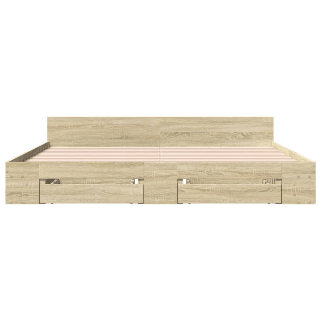 vidaXL Bedframe met lades bewerkt hout sonoma eikenkleurig 180x200 cm