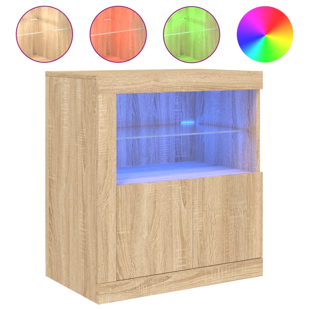 vidaXL Dressoir met LED-verlichting 60,5x37x67 cm sonoma eikenkleurig