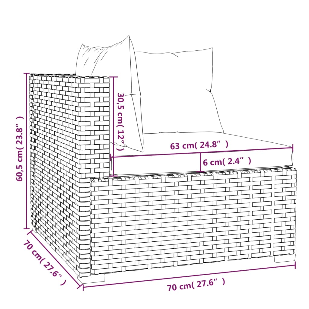 vidaXL 10-delige Loungeset met kussens poly rattan zwart