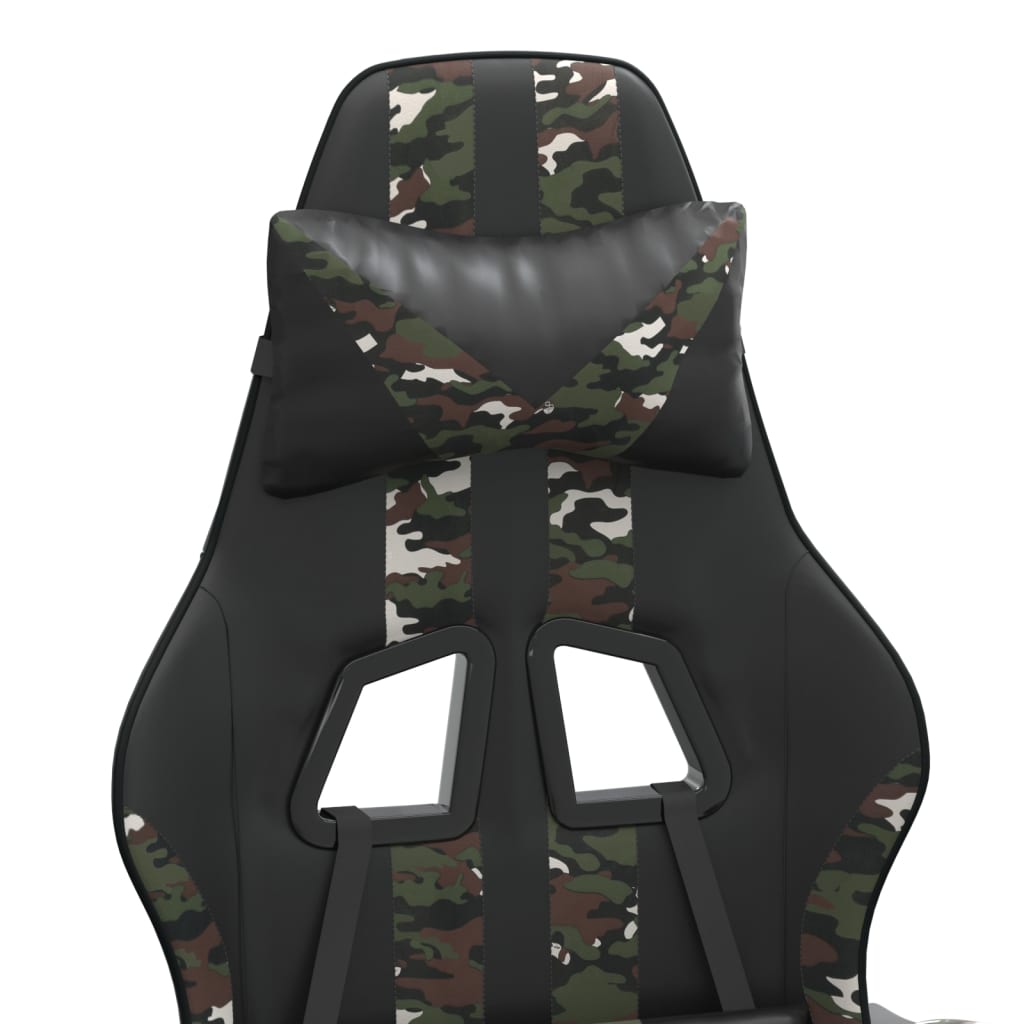 vidaXL gamestoel draaibaar met voetensteun kunstleer zwart&camouflage
