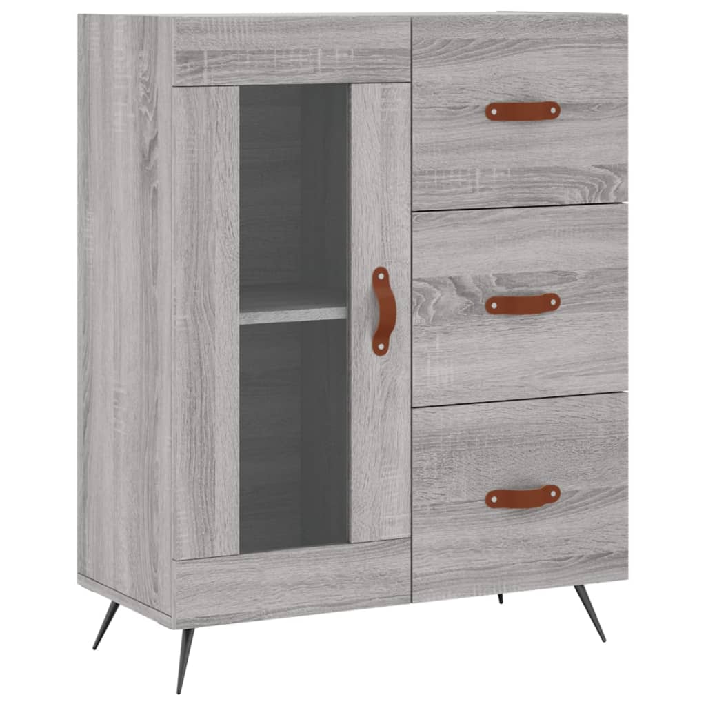 vidaXL Hoge kast 69,5x34x180 cm bewerkt hout grijs sonoma eikenkleurig