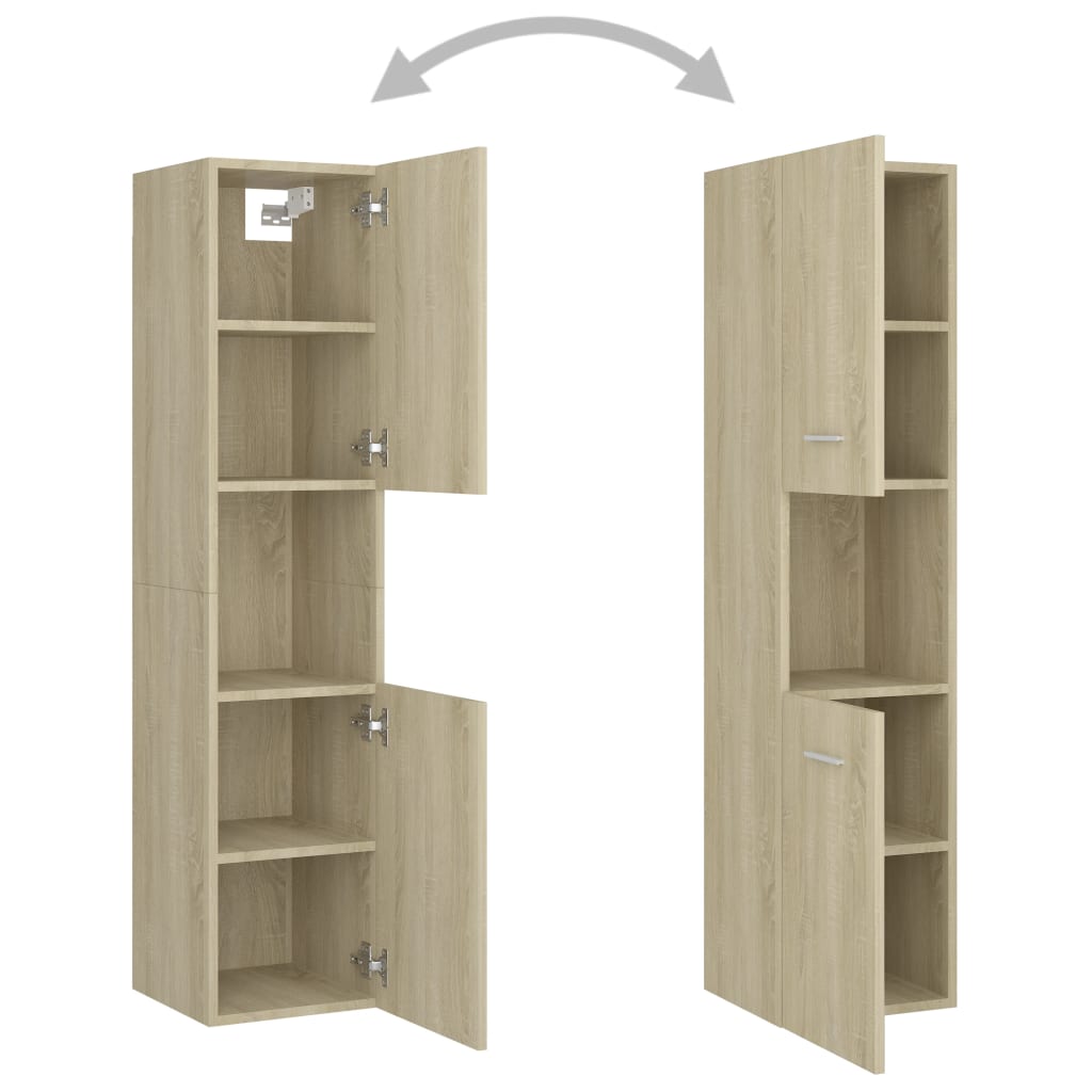 vidaXL Badkamerkast 30x30x130 cm spaanplaat sonoma eikenkleurig