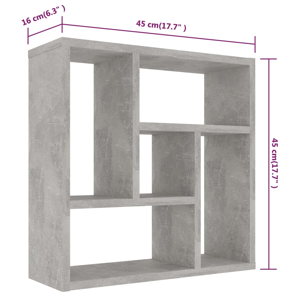 vidaXL Wandschap 45,1x16x45,1 cm bewerkt hout betongrijs
