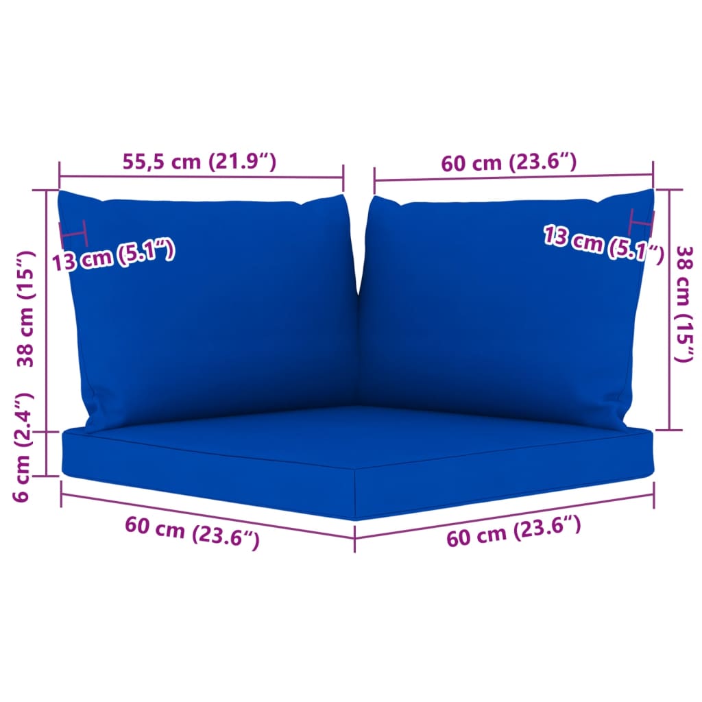 vidaXL 6-delige Loungeset met blauwe kussens