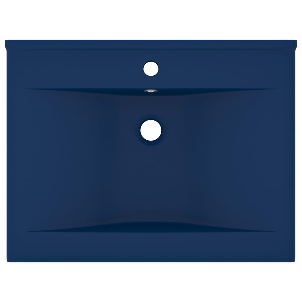 vidaXL Wastafel met kraangat 60x46 cm keramiek mat donkerblauw