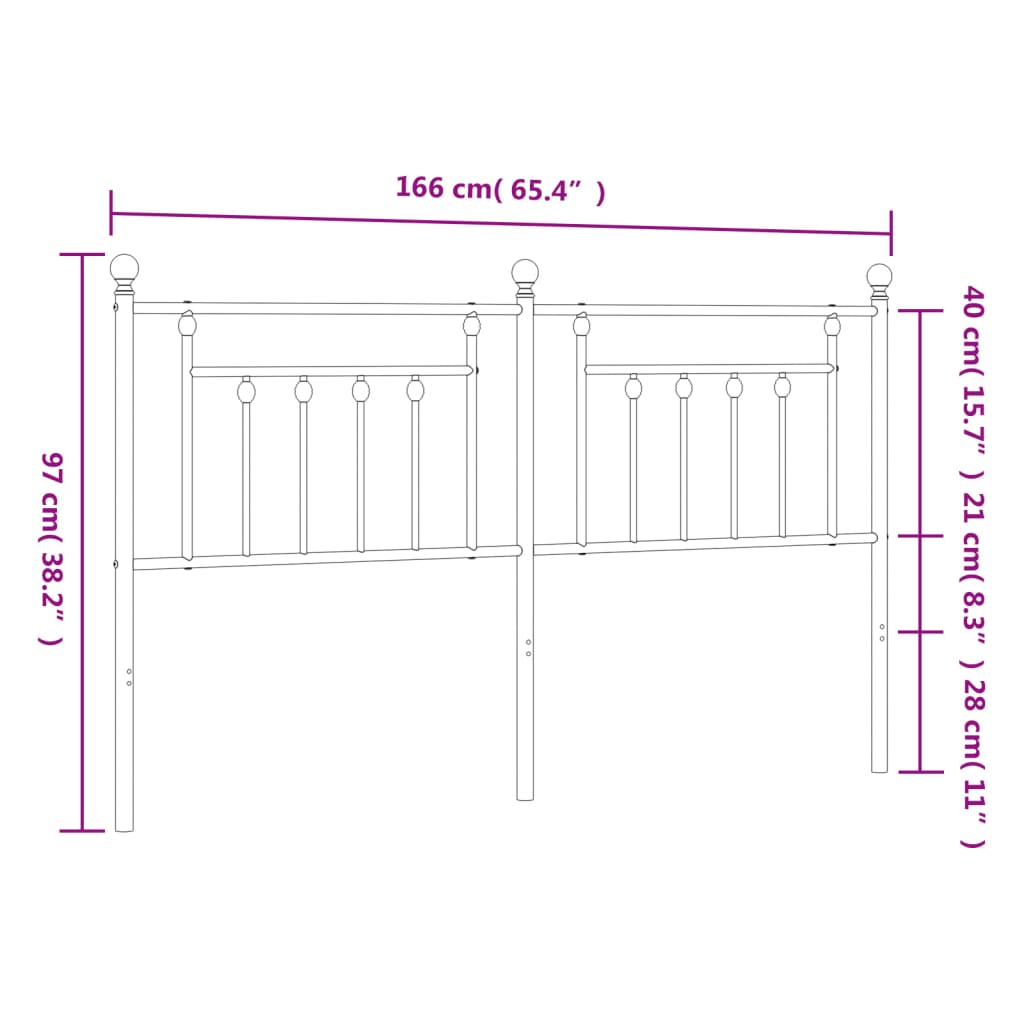 vidaXL Hoofdbord 160 cm metaal zwart