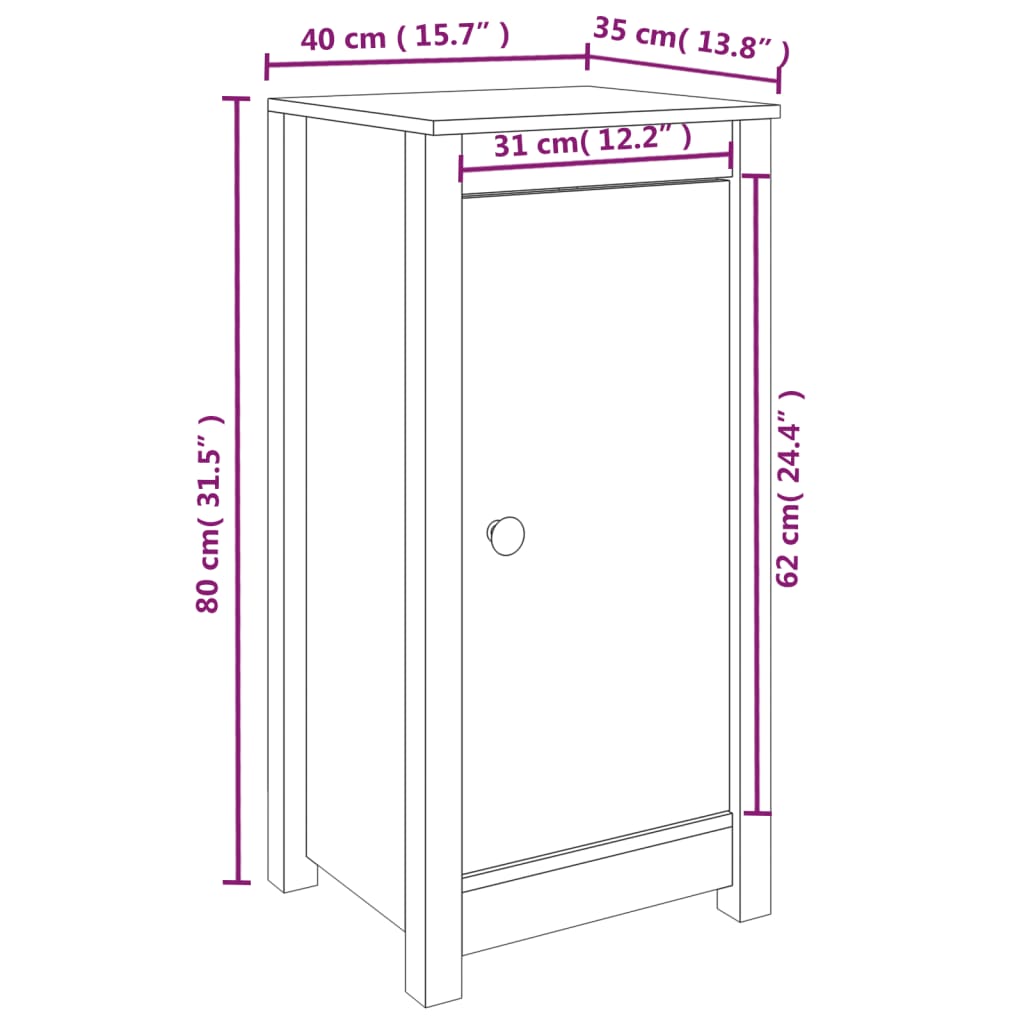 vidaXL Dressoirs 2 st 40x35x80 cm massief grenenhout honingbruin