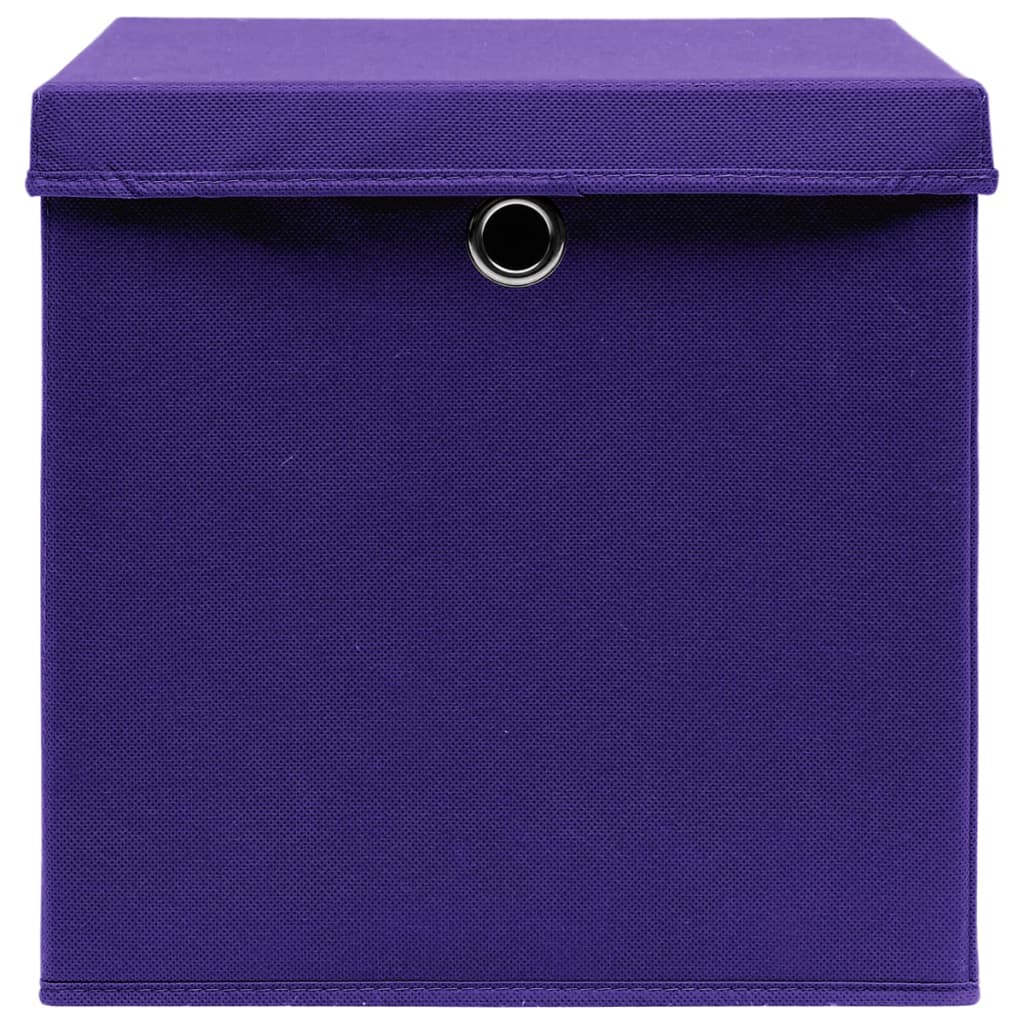 vidaXL Opbergboxen met deksel 10 st 28x28x28 cm paars