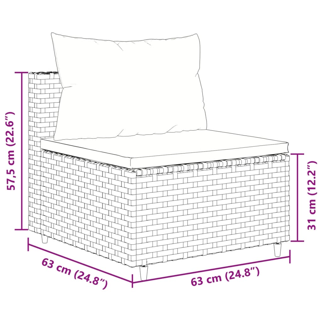 vidaXL 7-delige Loungeset met kussens poly rattan bruin