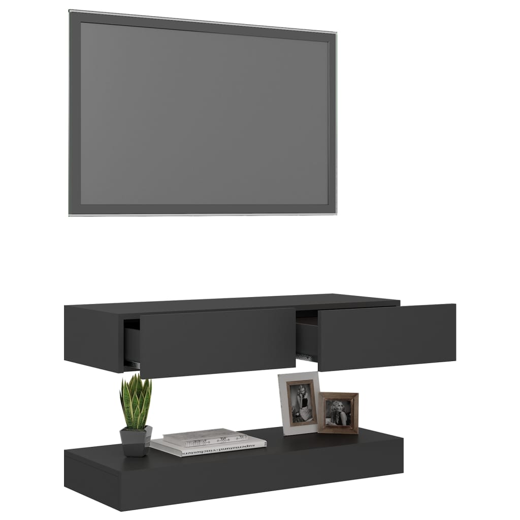 vidaXL Tv-meubel met LED-verlichting 90x35 cm grijs