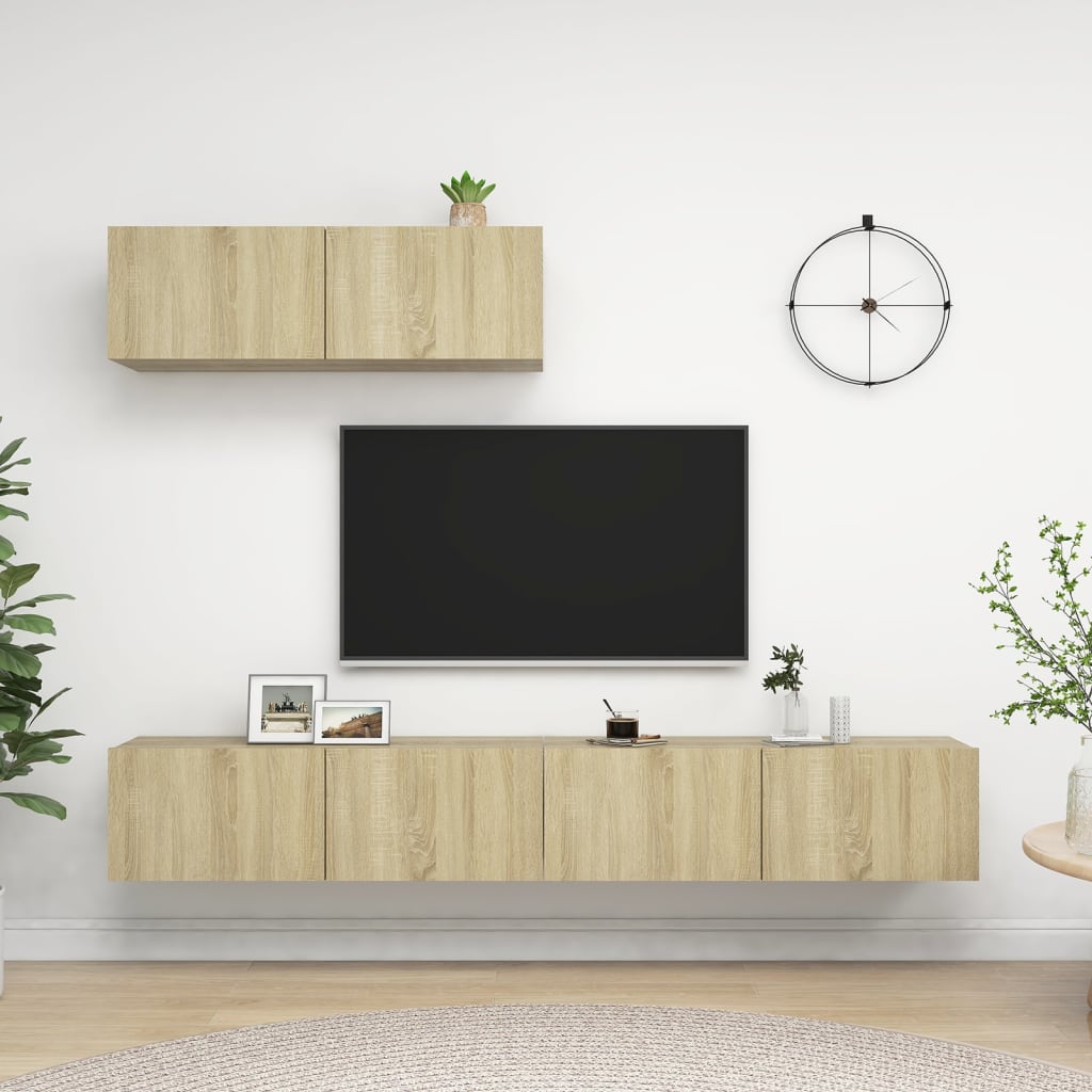 vidaXL Tv-meubelen 3 st bewerkt hout sonoma eikenkleurig