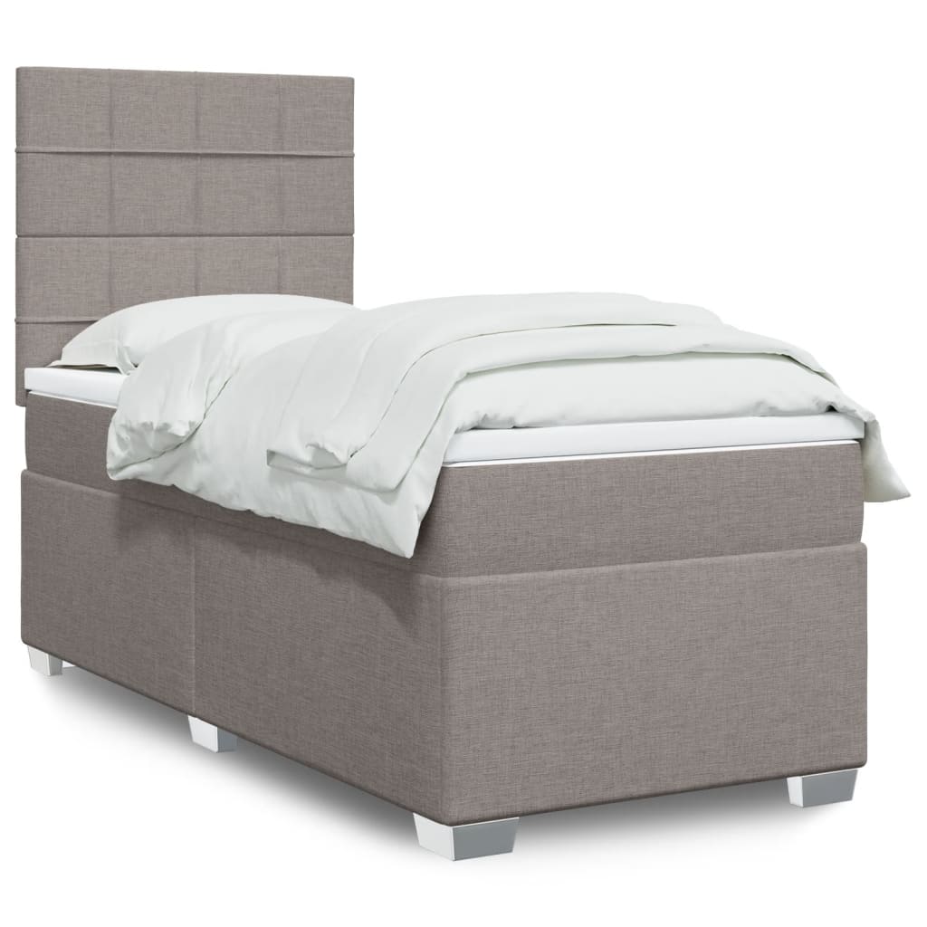 vidaXL Boxspring met matras stof taupe 100x200 cm