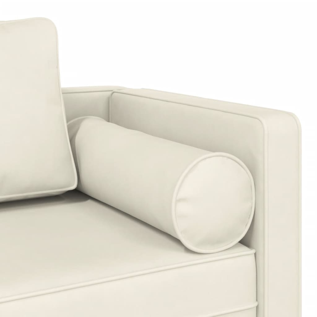 vidaXL Chaise longue met kussens fluweel crèmekleurig