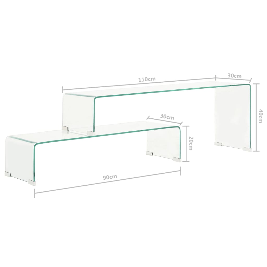 vidaXL 2-delige salontafelset 90x30x20/110x30x40 cm gehard glas