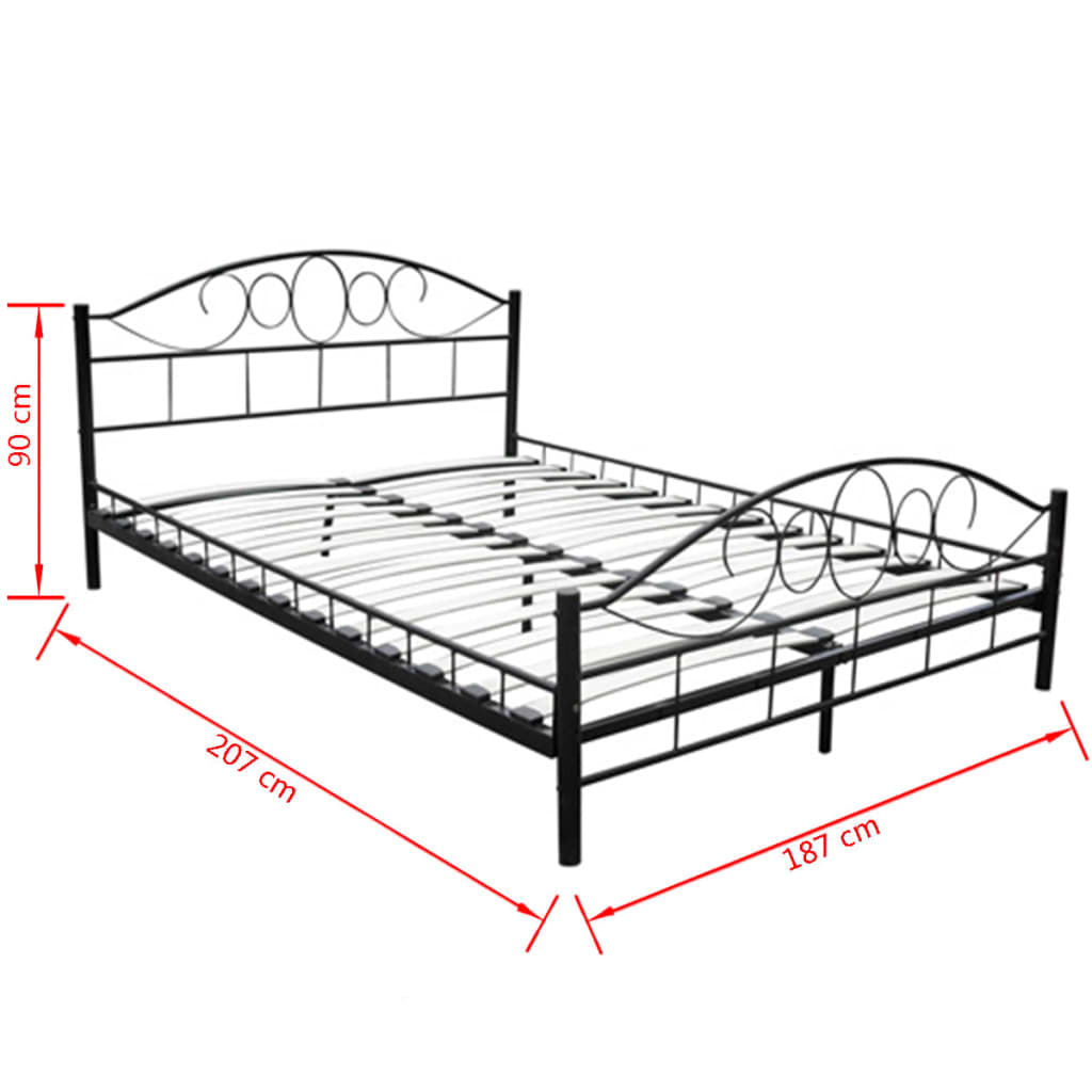 vidaXL Bed met matras metaal zwart 180x200 cm