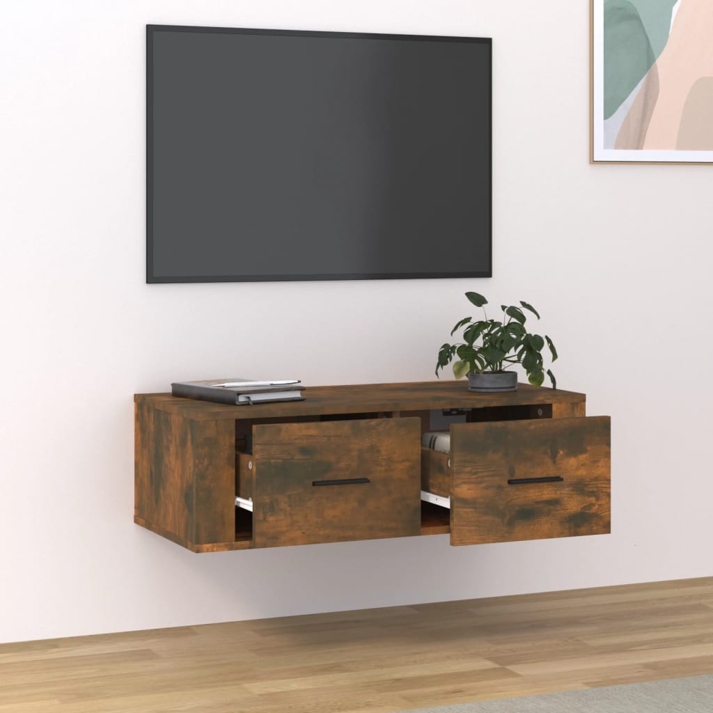 vidaXL Tv-hangmeubel 80x36x25 cm bewerkt hout gerookt eikenkleurig