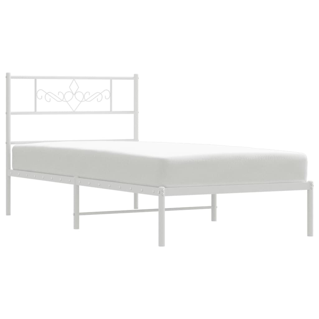 vidaXL Bedframe met hoofdbord metaal wit 107x203 cm