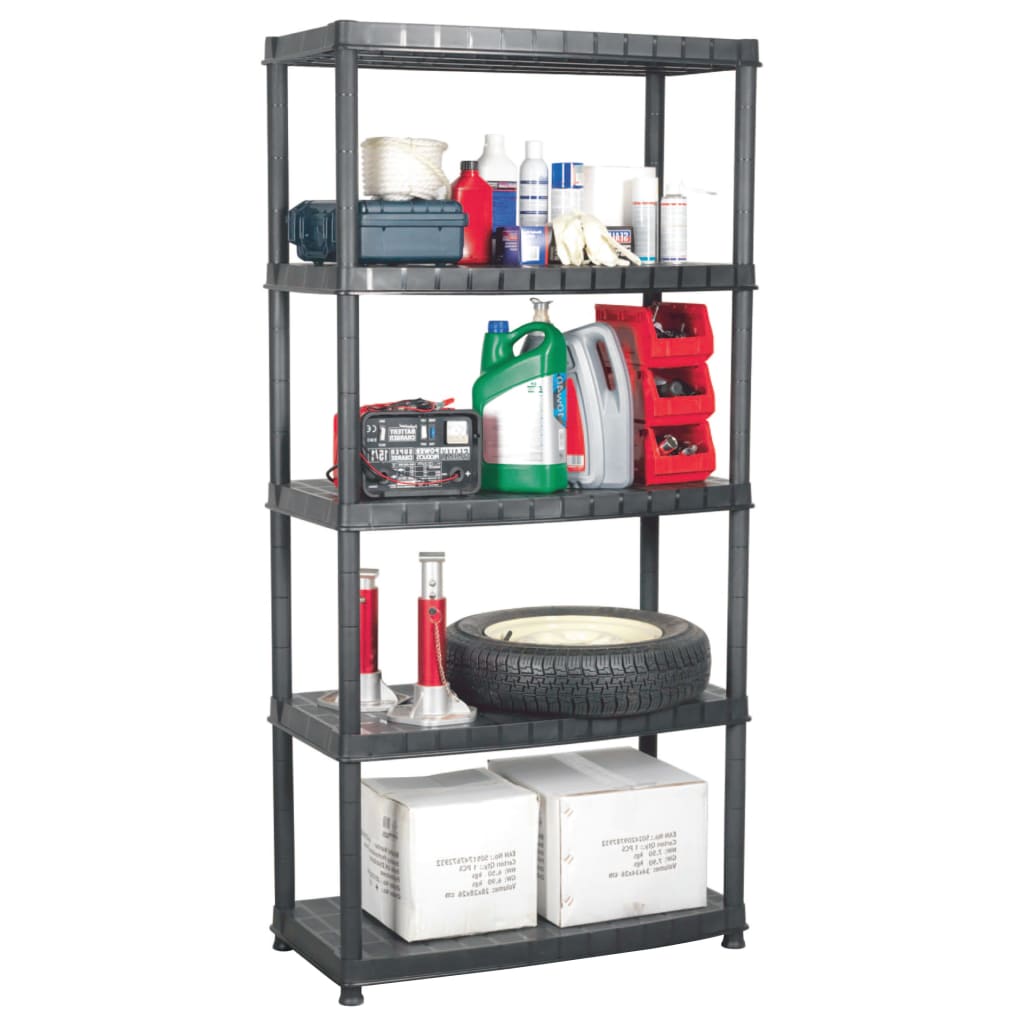 vidaXL Opbergrek 5-laags 213x38x170 cm kunststof zwart3059856 - Werkplaats opslag | fnac België