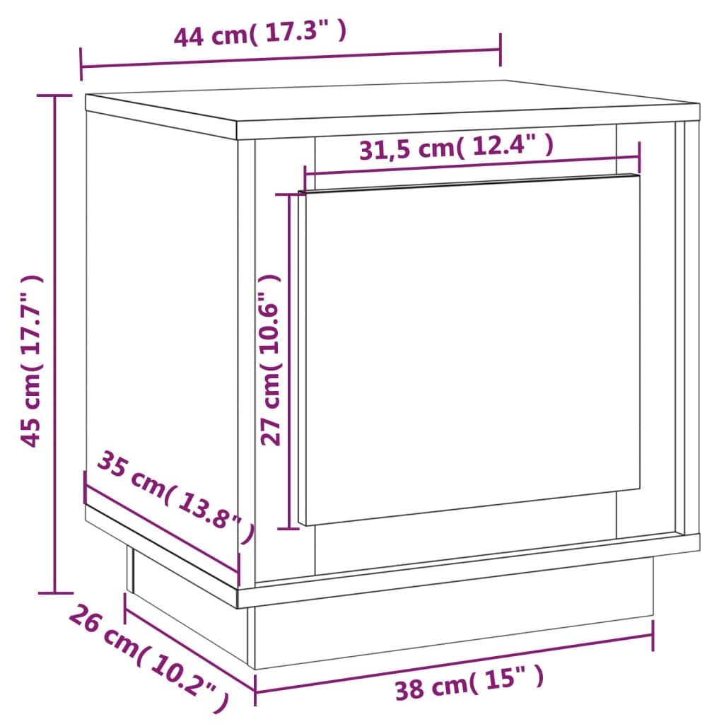 vidaXL Nachtkastjes 2 st 44x35x45 cm bewerkt hout zwart