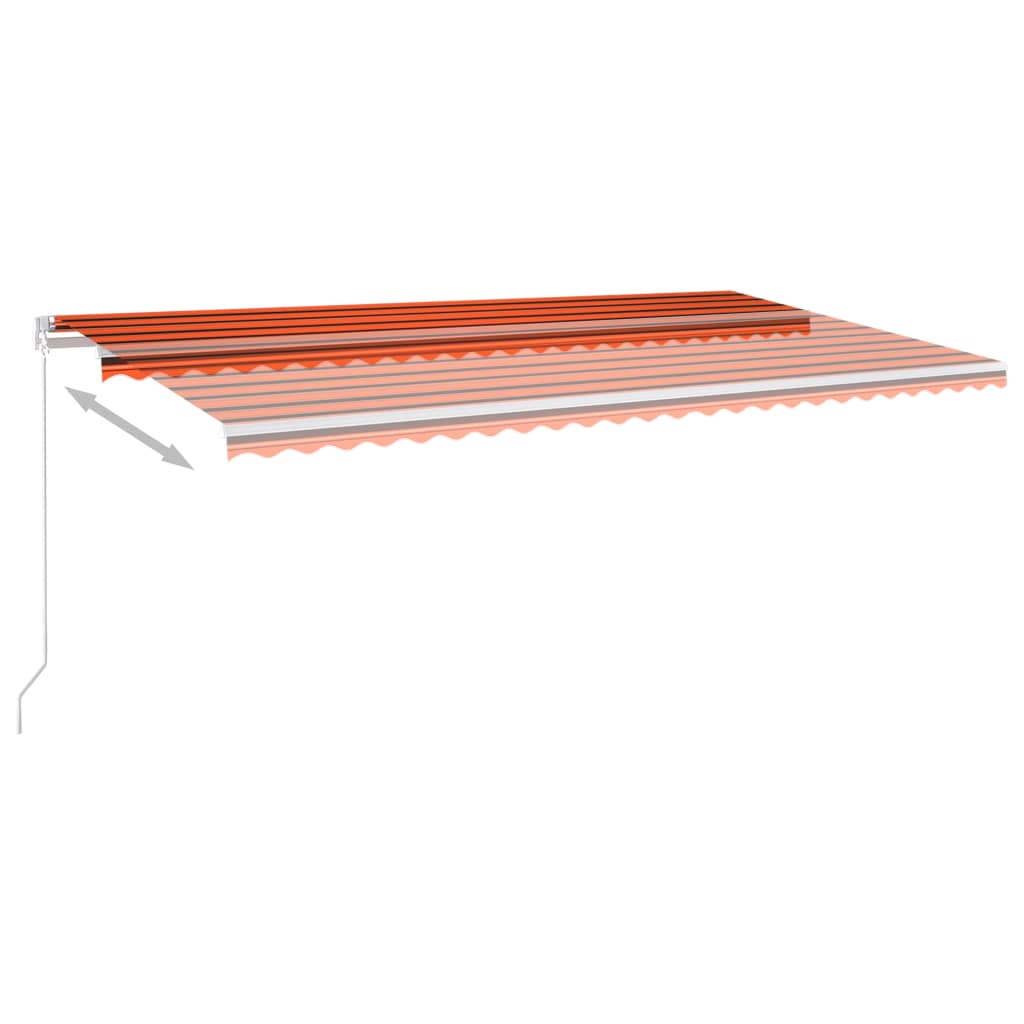 vidaXL Luifel automatisch uittrekbaar met palen 6x3 m oranje en bruin