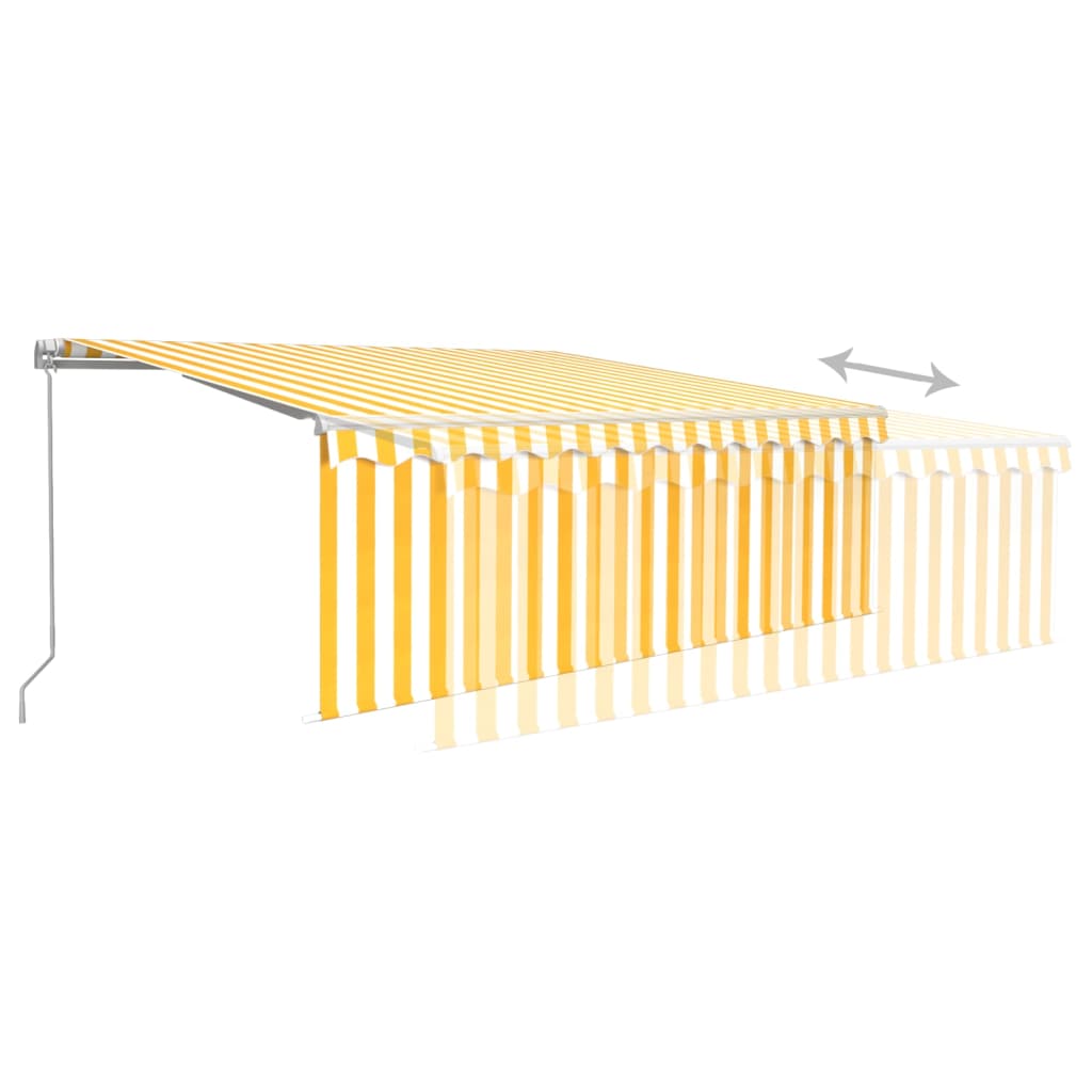 vidaXL Luifel handmatig uittrekbaar met rolgordijn 4x3 m geel en wit