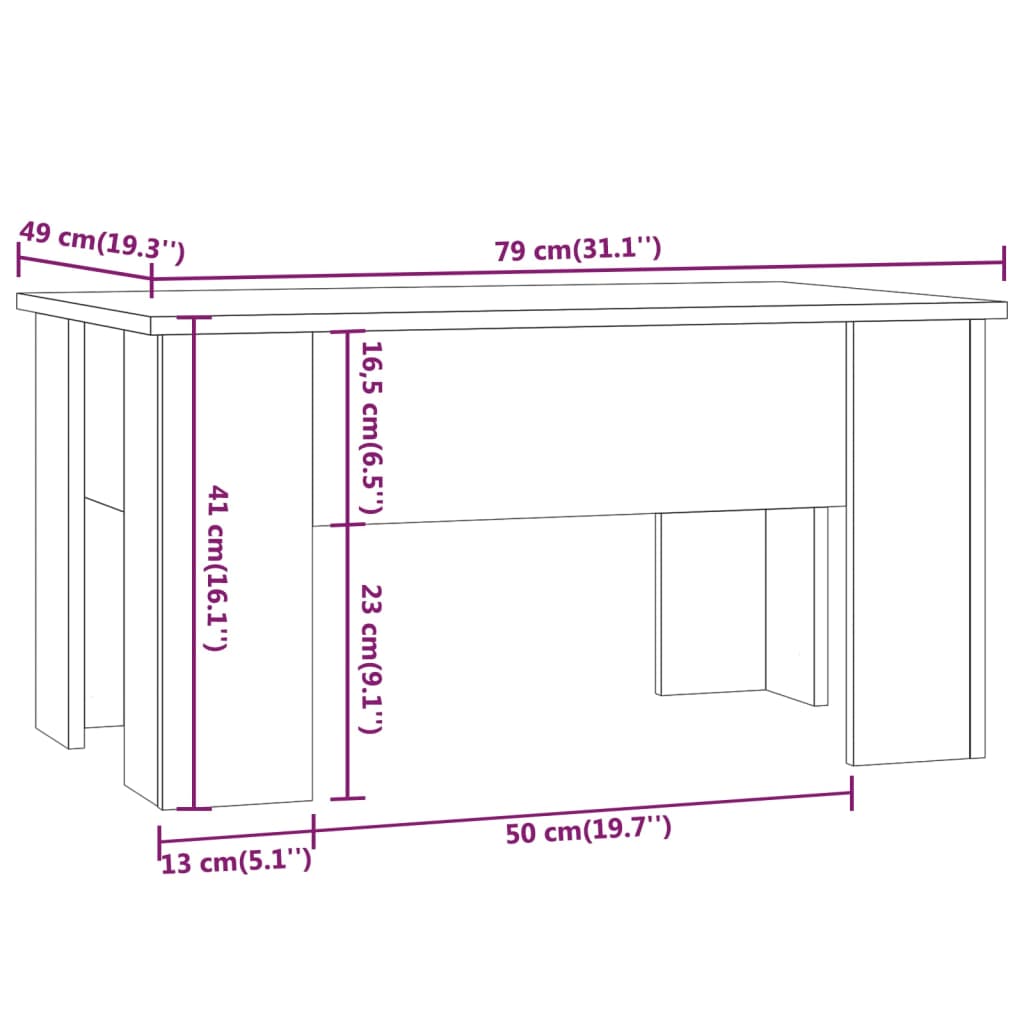 vidaXL Salontafel 79x49x41 cm bewerkt hout zwart