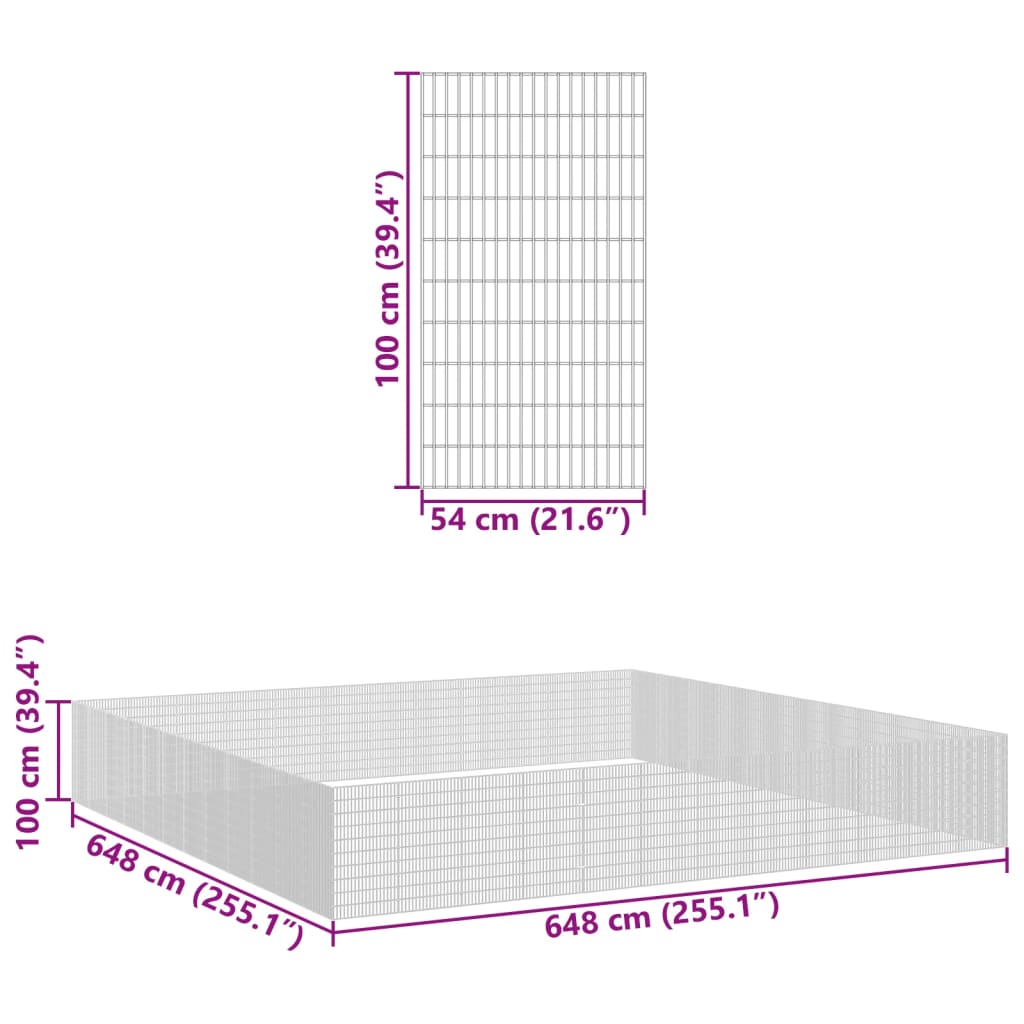 vidaXL Dierenverblijf 48 panelen 54x100 cm gegalvaniseerd ijzer