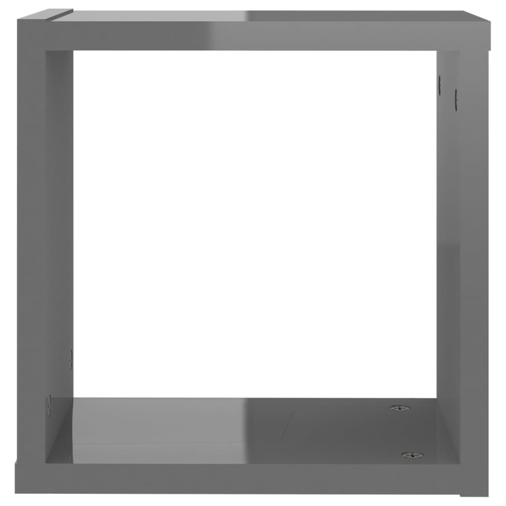 vidaXL Wandschappen kubus 6 st 30x15x30 cm hoogglans grijs