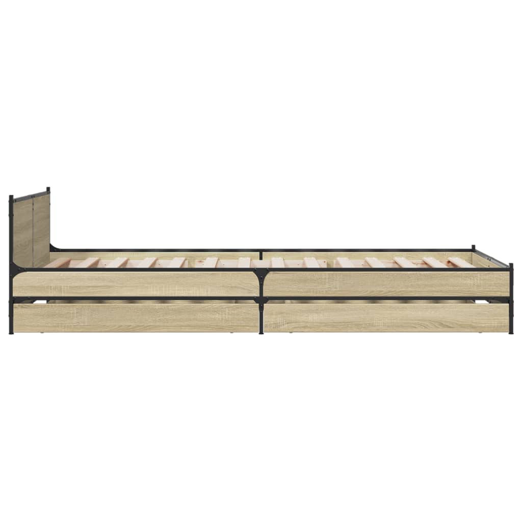 vidaXL Bedframe met lades bewerkt hout sonoma eikenkleurig 100x200 cm