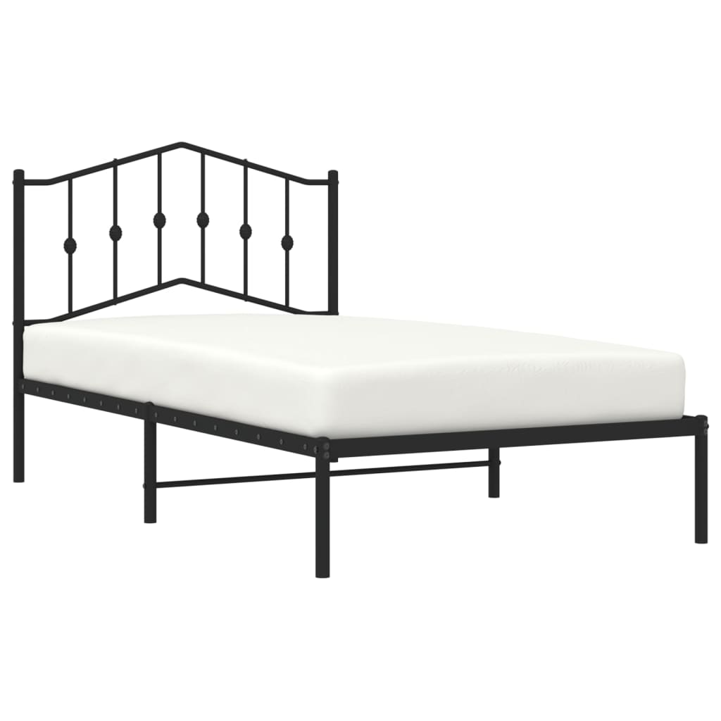 vidaXL Bedframe met hoofdbord metaal zwart 100x190 cm