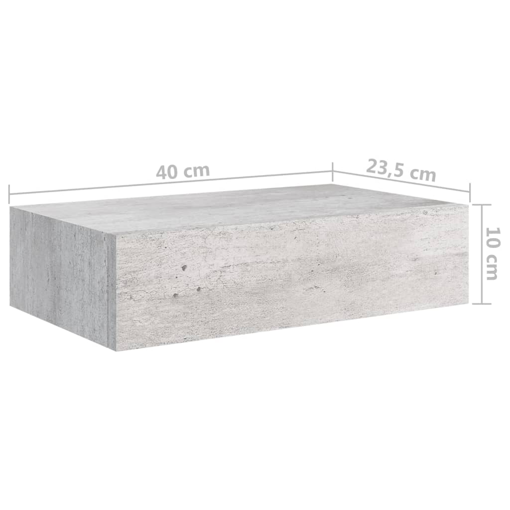 vidaXL Wandschap met lade 40x23,5x10 cm MDF betongrijs